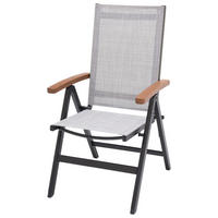 KLAPPSESSEL in Holz, Metall, Textil Schwarz, Greige, Eukalyptusholzfarben  - Greige/Eukalyptusholzfarben, KONVENTIONELL, Holz/Textil (65,3/105,9/56,4cm) - Ambia Garden