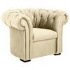 CHESTERFIELD-SESSEL in Velours Beige  - Beige/Schwarz, Design, Holz/Textil (114/78/91cm) - MID.YOU