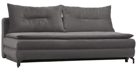 SCHLAFSOFA in Chenille, Plüsch Dunkelgrau - Dunkelgrau/Schwarz, MODERN, Textil/Metall (208/73/92/102cm) - Novel