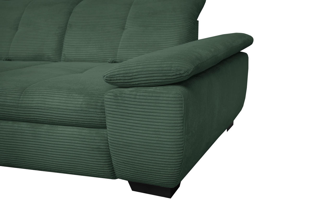 ECKSOFA in Cord Grün  - Schwarz/Grün, Design, Textil/Metall (242/313cm) - Xora