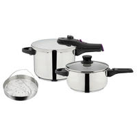 SCHNELLKOCHTOPFSET SYSTEM RAPID 6 + 4 L  - Silberfarben, Basics, Metall (22cm) - GSW