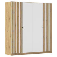 DREHTÜRENSCHRANK  in Weiß, Eiche Artisan  - Eiche Artisan/Weiß, MODERN, Holzwerkstoff/Metall (181/197/54cm) - Rauch Möbel