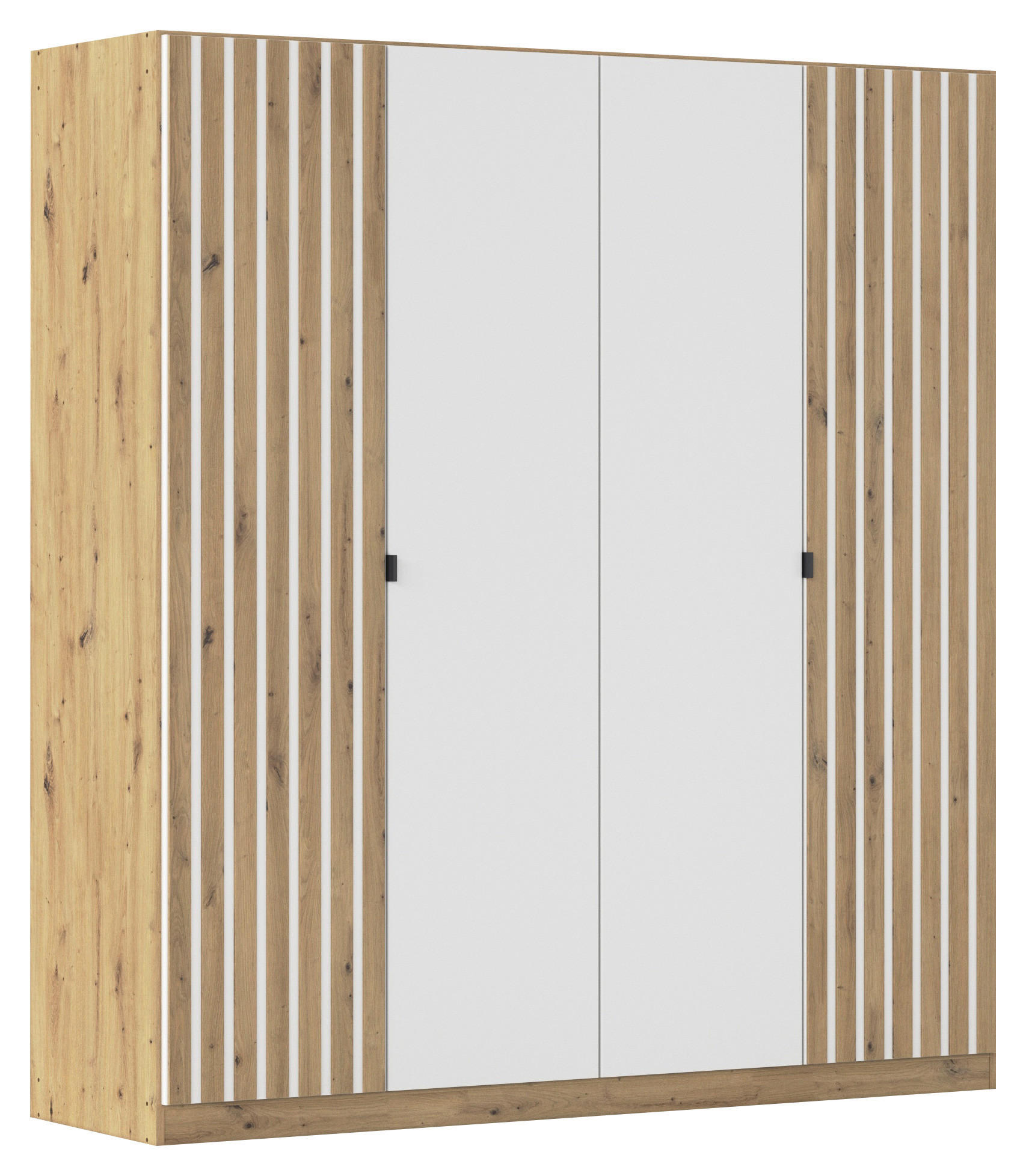 Rauch Möbel Drehtürenschrank Weiß, Eiche Artisan 181x197x54 cm