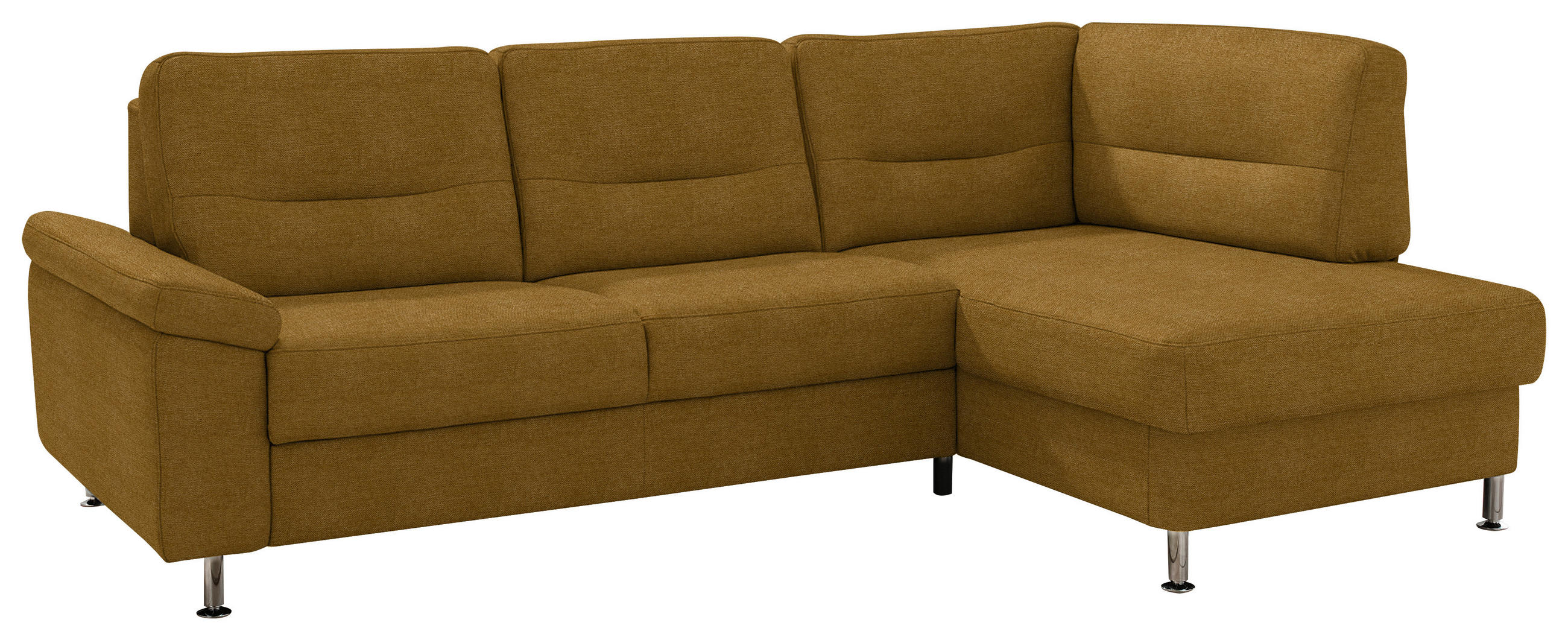 ECKSOFA  in Flachgewebe Currygelb  244/160 cm  - Currygelb/Alufarben, KONVENTIONELL, Textil/Metall (244/160cm) - Beldomo Comfort