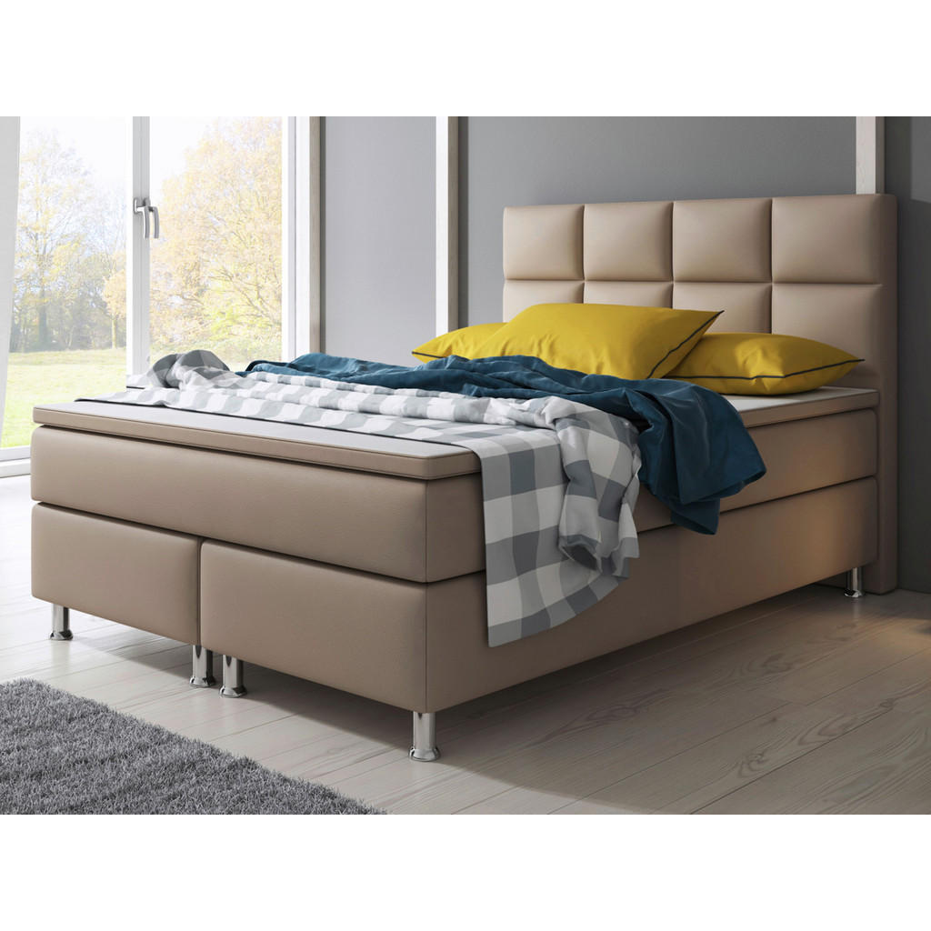 Thumbnail - Mid.you Boxspringbett, Cappuccino, Textil, Leder, Lederlook,Lederlook,Lederlook,Lederlook, H3, 7-Zonen, Höhe ca. 19 cm, ...