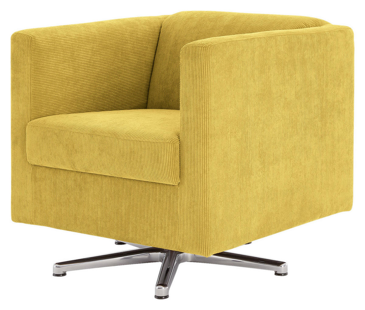 DESIGNSESSEL in Cord Gelb  - Chromfarben/Gelb, Design, Textil/Metall (72/71/75cm) - LOOKS by W.Joop