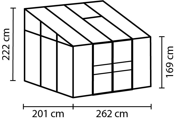 ANLEHN-GEWÄCHSHAUSBAUSATZ - Alufarben, Basics, Metall (262,1/220,8/201,4cm)