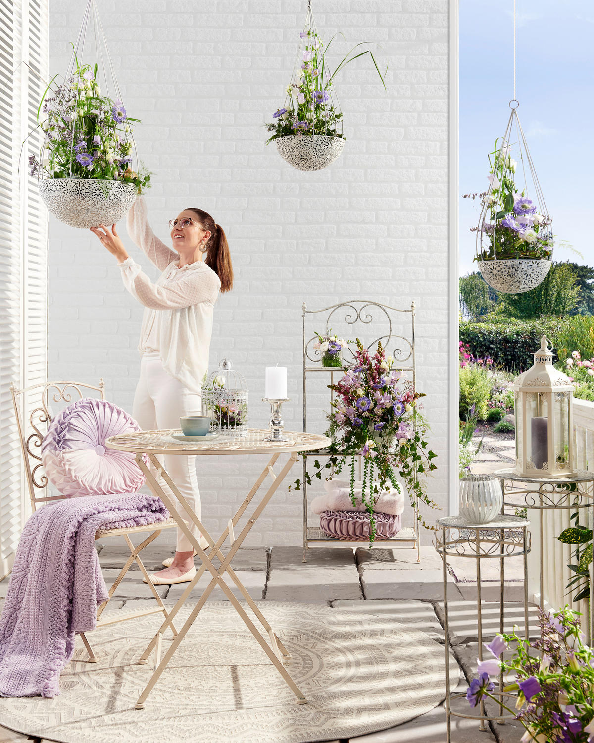 BALKÓNOVÁ ZOSTAVA 3-dielne,  - biela, Design, kov - Ambia Garden