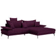 ECKSOFA in Mikrofaser Beere  292/176 cm  - Beere/Schwarz, MODERN, Textil/Metall (292/176cm) - Carryhome