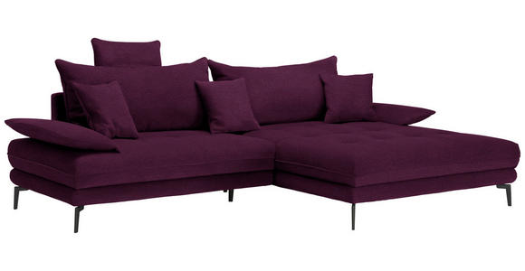 ECKSOFA in Mikrofaser Beere  292/176 cm  - Beere/Schwarz, MODERN, Textil/Metall (292/176cm) - Carryhome