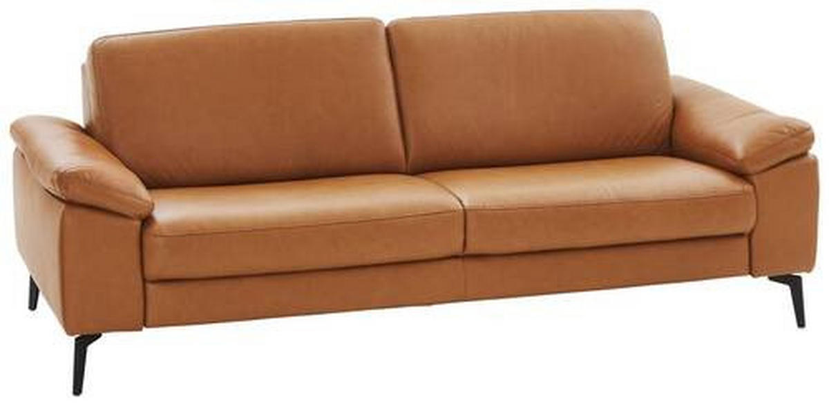3-SITZER-SOFA in Echtleder Cognac  - Cognac/Schwarz, Design, Leder/Metall (224/88/100cm) - Valdera