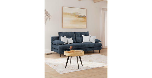 SCHLAFSOFA Chenille Dunkelblau  inkl. Rückenkissen, Armlehnenkissen, Bettkasten, Schlaffunktion, Rücken echt  - Schwarz/Dunkelblau, KONVENTIONELL, Textil/Metall (203/94/96cm) - Carryhome