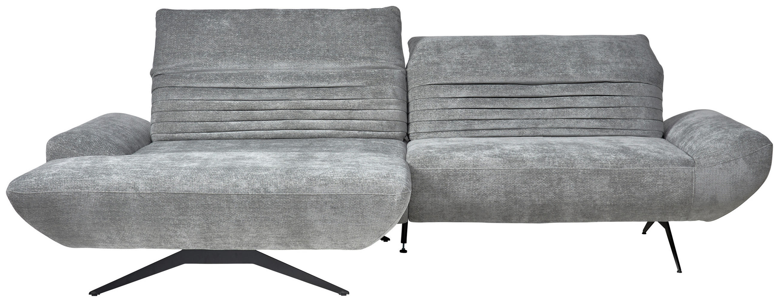 ECKSOFA in Chenille Grau  170-195/280 cm  - Schwarz/Grau, Design, Textil/Metall (170-195/280cm) - Dieter Knoll