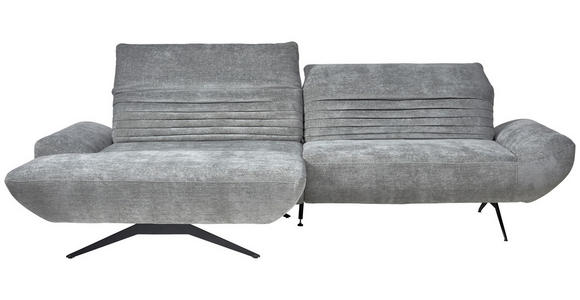 ECKSOFA  in Chenille Grau  170-195/280 cm  - Schwarz/Grau, Design, Textil/Metall (170-195/280cm) - Dieter Knoll