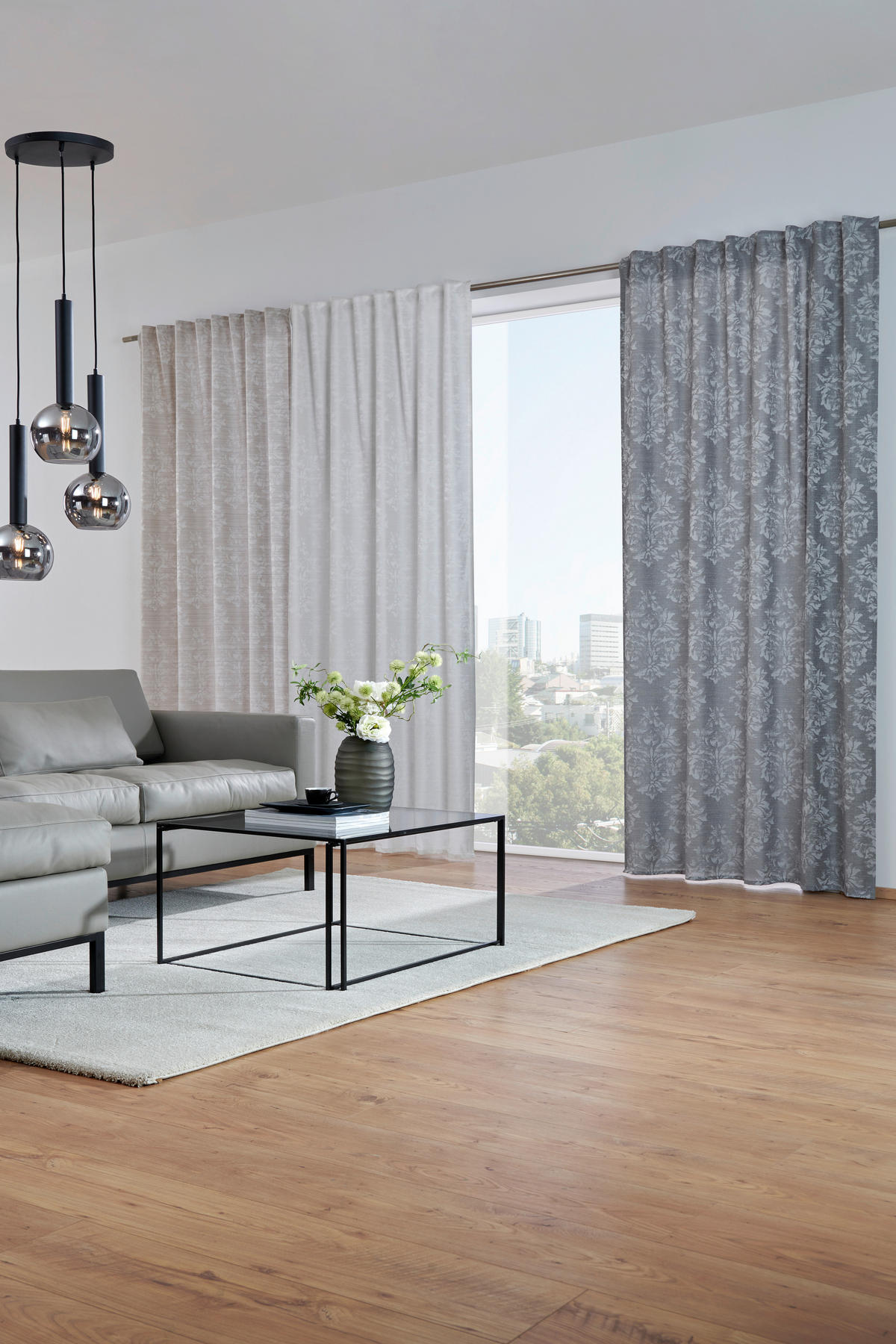 KÉSZFÜGGÖNY részben fényzáró  - szürke, Konventionell, textil (140/260cm) - Dieter Knoll