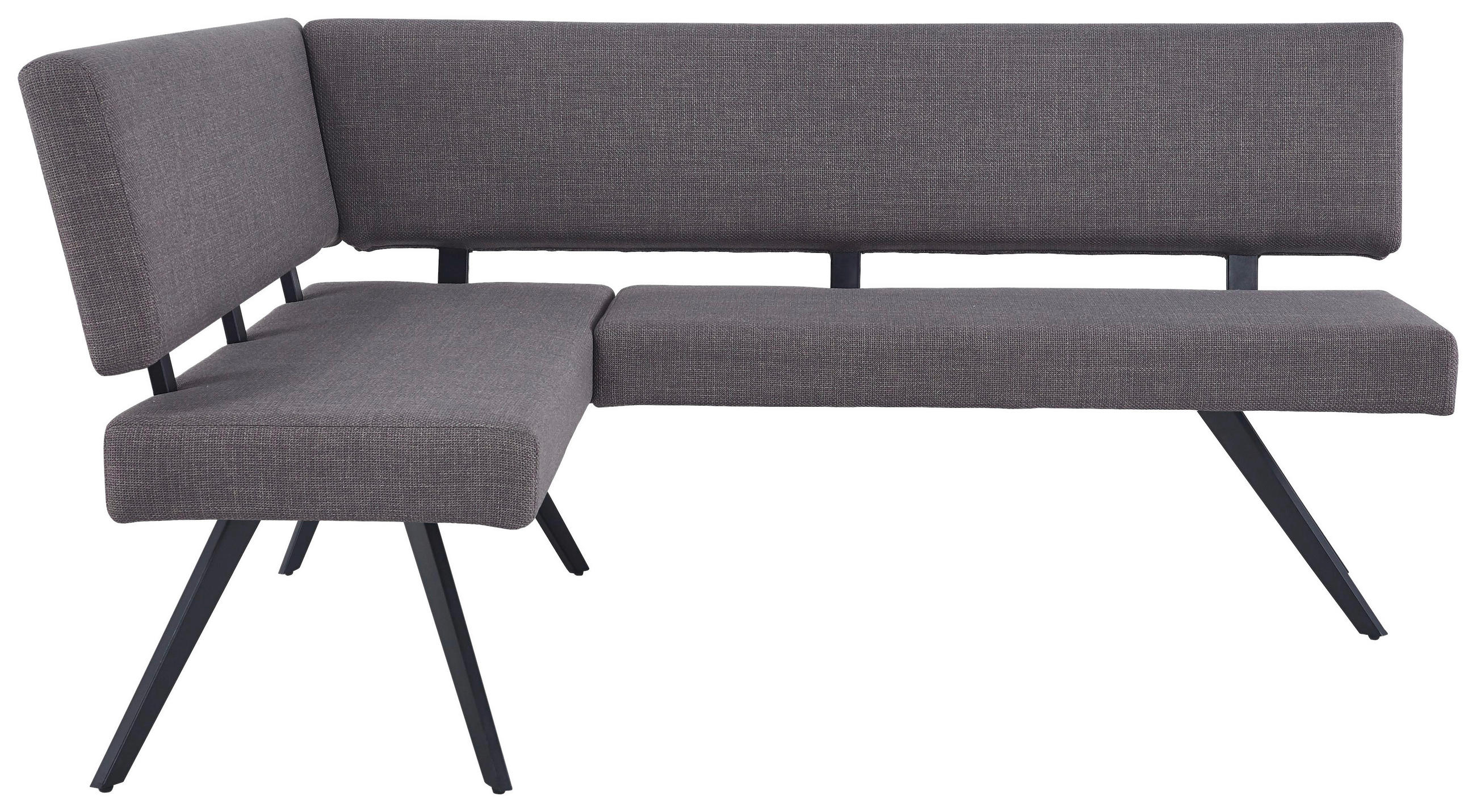 ECKBANK 150/190 cm Leinenoptik Hellgrau   - Hellgrau/Schwarz, KONVENTIONELL, Textil/Metall (150/190cm) - MID.YOU