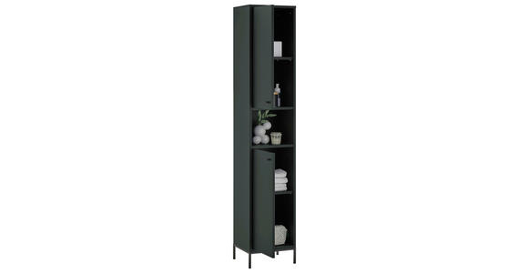 HOCHSCHRANK 38/197/32 cm - Dunkelgrün/Schwarz, KONVENTIONELL, Holzwerkstoff/Metall (38/197/32cm) - Xora