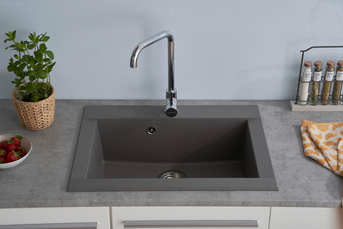 SPÜLE 1712OHIO66X50G  - Grau, Trend, Glas/Kunststoff (66/21/50cm) - Respekta