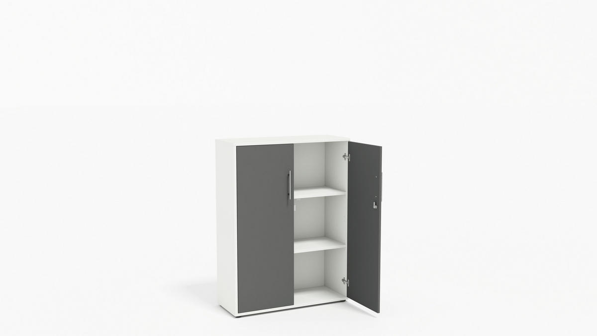 AKTENSCHRANK Anthrazit, Weiß  - Anthrazit/Weiß, MODERN, Holzwerkstoff (128,5/185,6/33cm) - MID.YOU