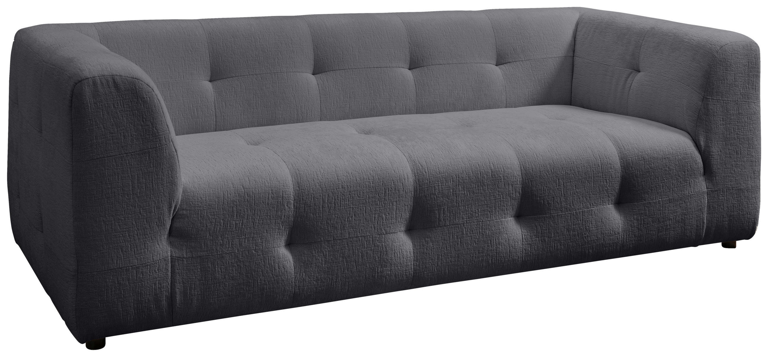 2,5-SITZER in Mikrofaser Anthrazit  - Anthrazit/Schwarz, Design, Kunststoff/Textil (218/72/95cm) - Livetastic