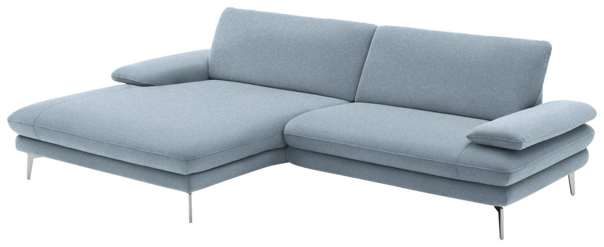 ECKSOFA in Webstoff Hellblau  - Schwarz/Hellblau, Design, Textil/Metall (184/284cm) - Dieter Knoll