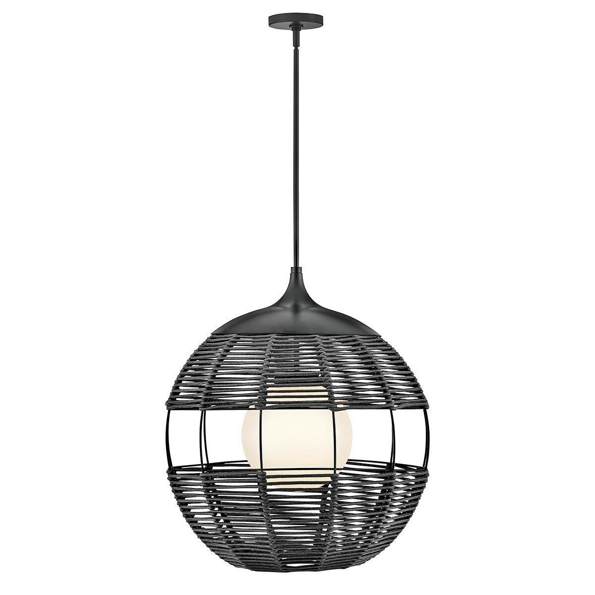 HÄNGELEUCHTE Maddox  75,6/61/61 cm  - Schwarz, Natur, Glas/Textil (75,6/61/61cm) - Elstead Lighting