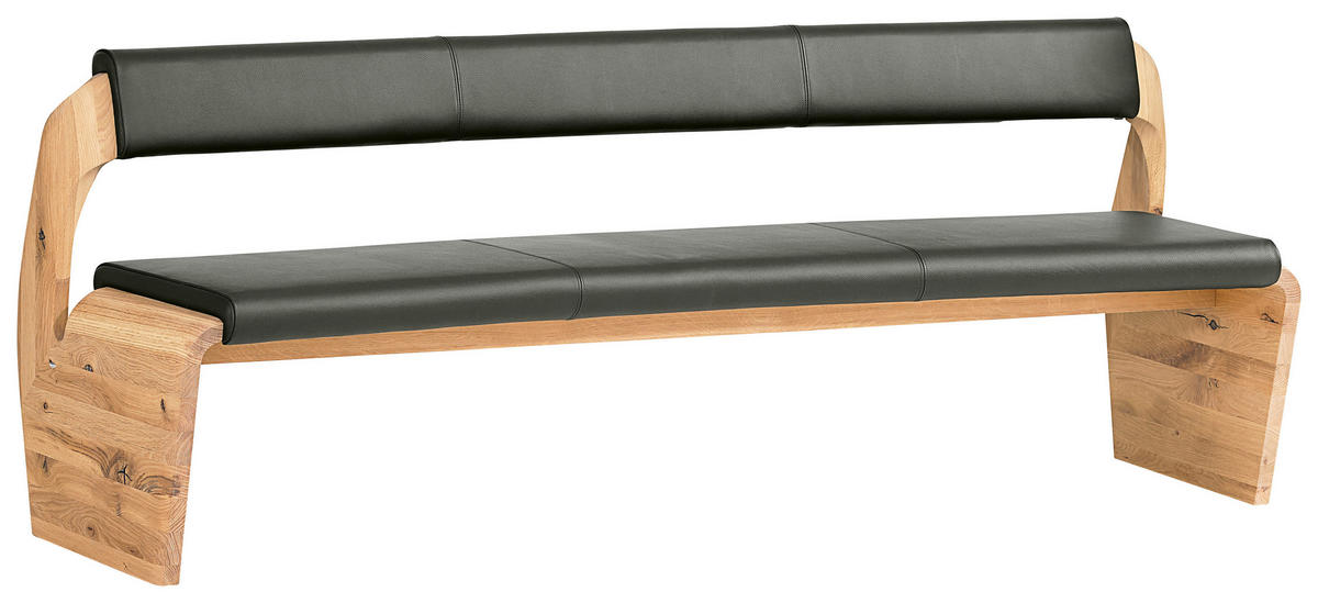 SITZBANK 227/84/70 cm  in Grau, Eichefarben  - Eichefarben/Grau, Natur, Leder/Holz (227/84/70cm) - Voglauer