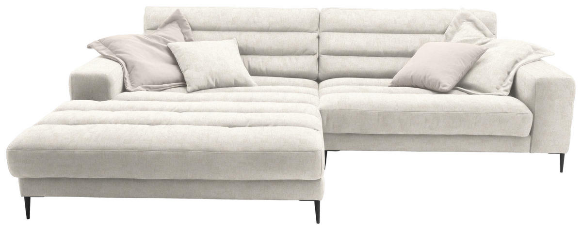 ECKSOFA in Flachgewebe Naturfarben  - Schwarz/Naturfarben, Design, Textil/Metall (207/296cm) - Dieter Knoll