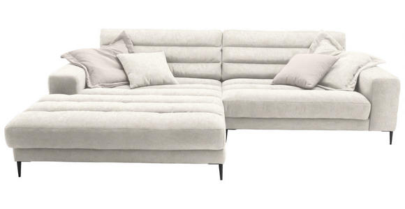ECKSOFA in Flachgewebe Naturfarben 207/296 cm - Schwarz/Naturfarben, Design, Textil/Metall (207/296cm) - Dieter Knoll