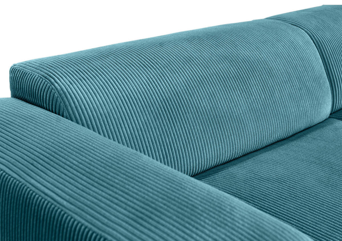 ECKSOFA BASMA Hellblau Cord  - Schwarz/Hellblau, Design, Kunststoff/Textil (175/298cm) - P & B