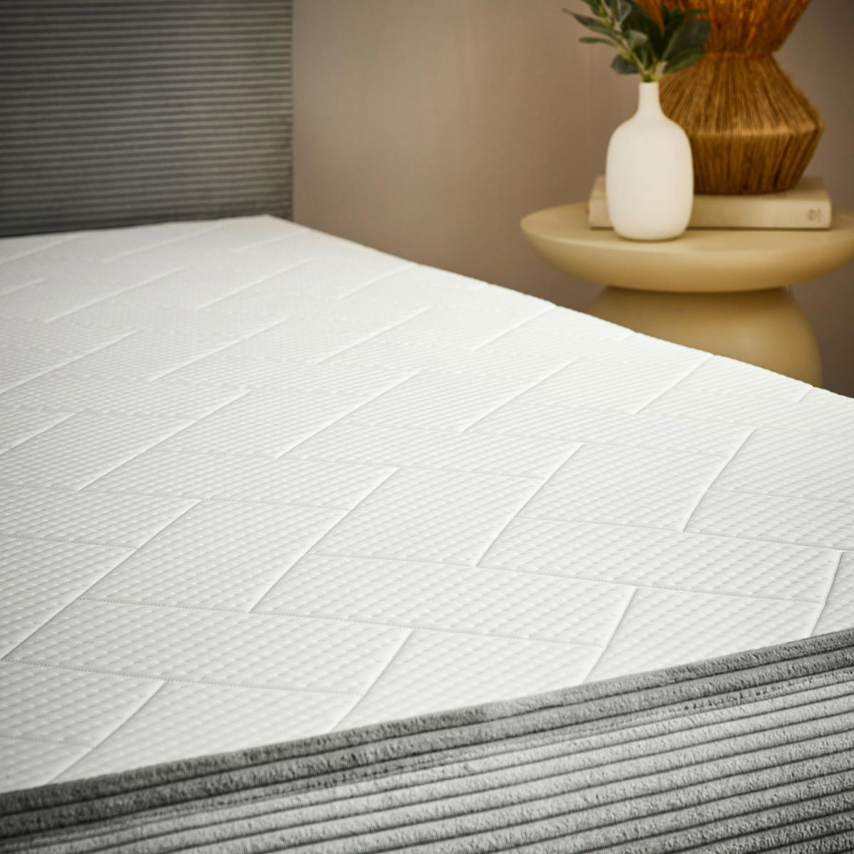 BOXBETT 180/200 cm,  in Hellgrau, Kissen, Bettkasten, Topper, H3 + H3 = fest  - Hellgrau/Schwarz, Design, Kunststoff/Textil (180/200cm) - Chameo