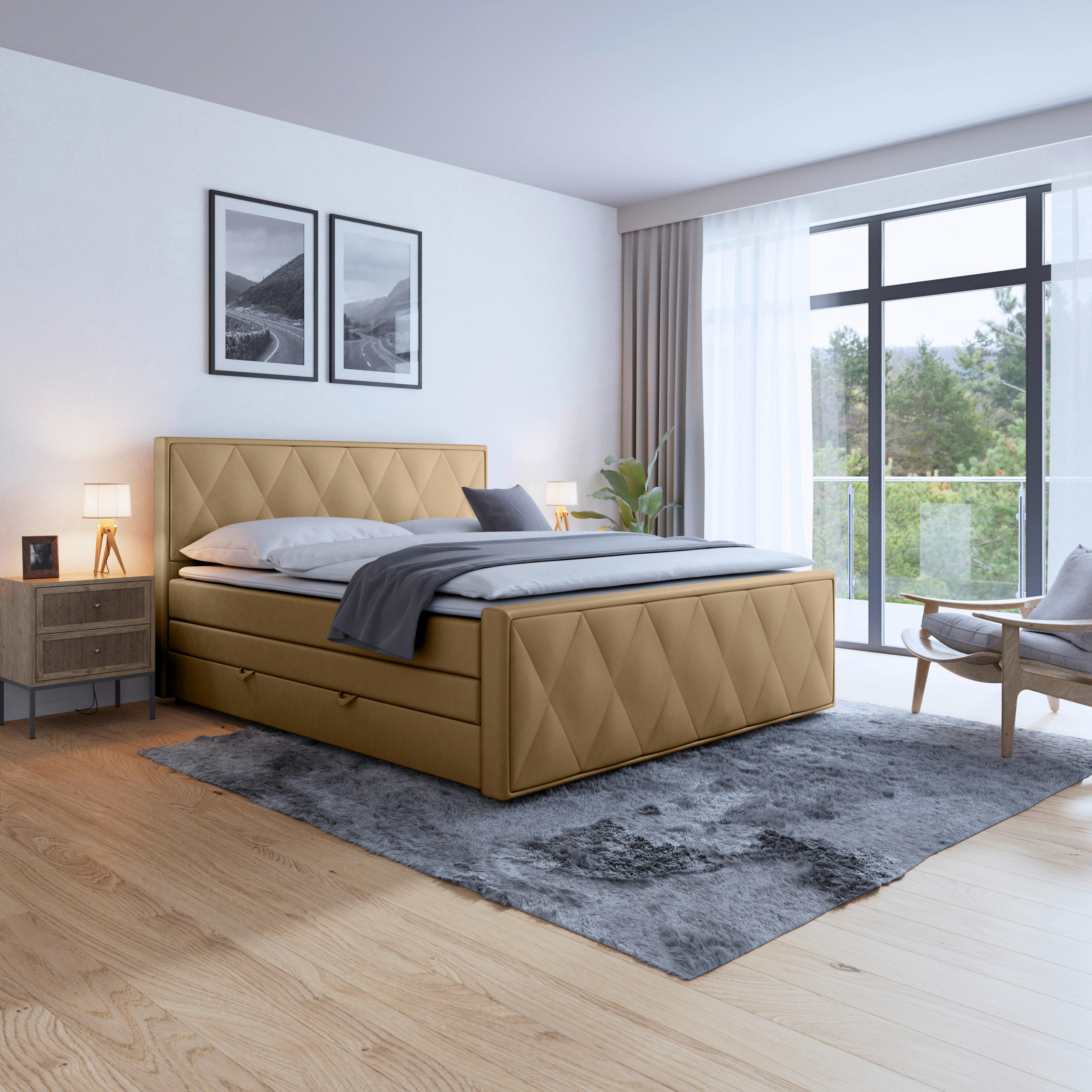 Pat Boxspring, 180/200 cm, bej