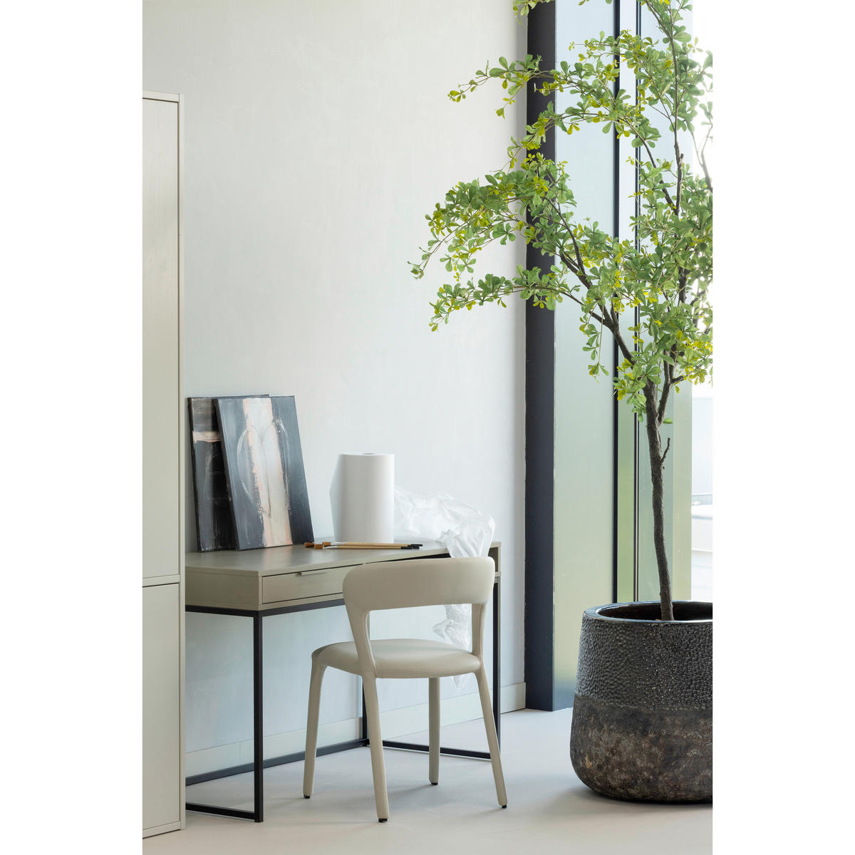 SCHREIBTISCH 130/58/75 cm  in Schlammfarben  - Schlammfarben/Schwarz, MODERN, Holz/Metall (130/58/75cm) - Livetastic