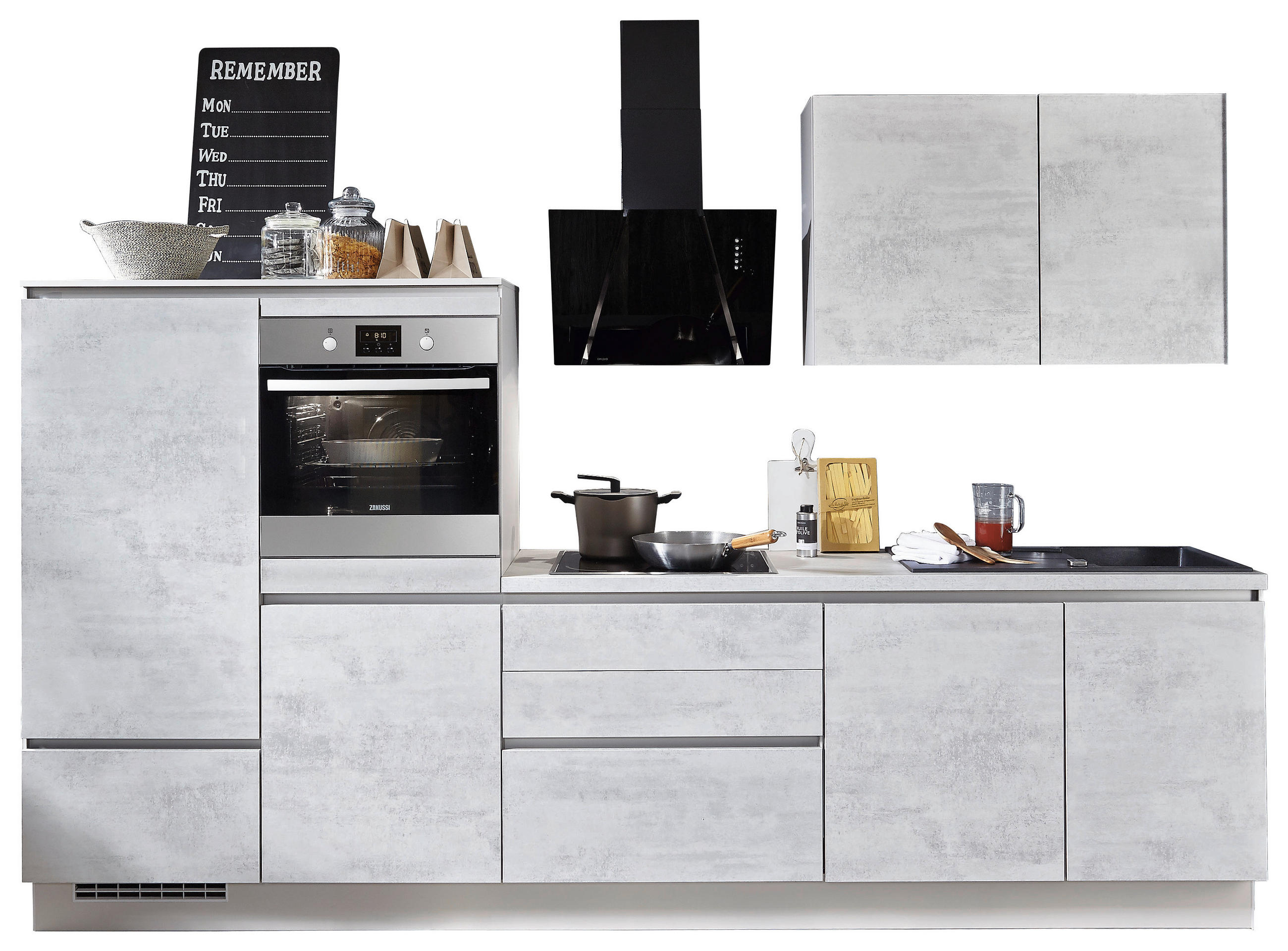 KÜCHENLEERBLOCK 310 cm   in Grau  - Grau, Design, Holzwerkstoff (310cm) - Celina