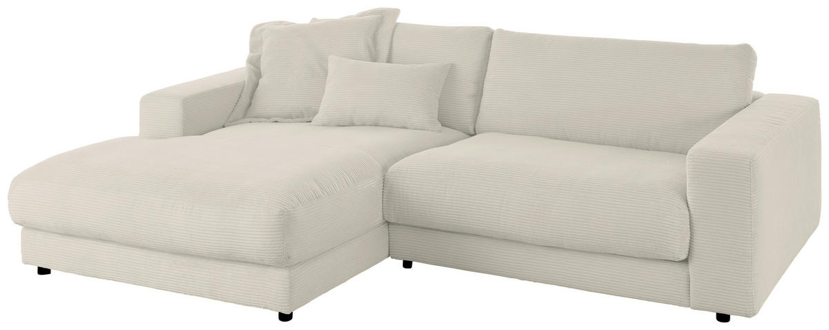 ECKSOFA in Cord Naturfarben  - Schwarz/Naturfarben, Design, Kunststoff/Textil (190/270cm) - Lomoco