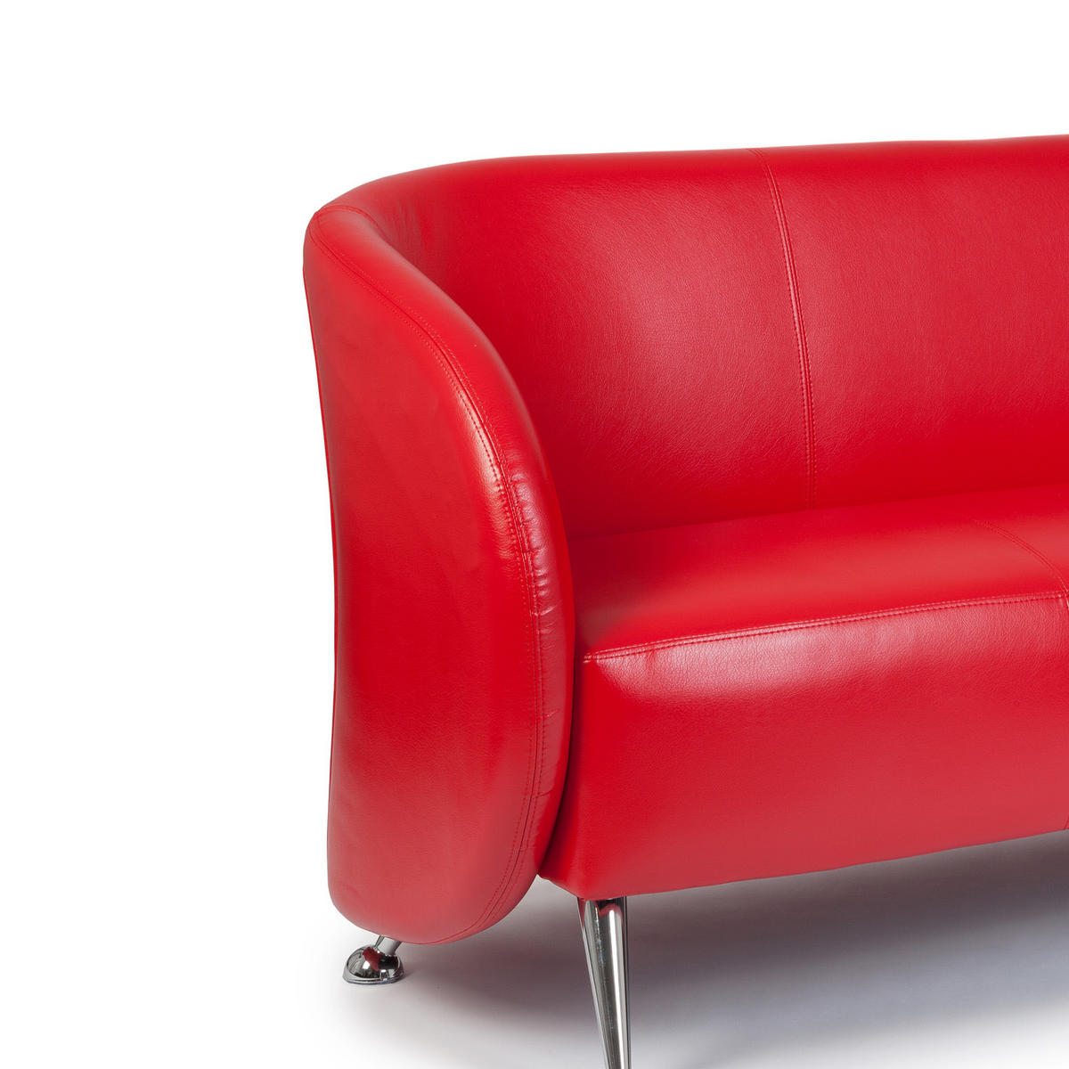 3-SITZER-SOFA  in Lederlook Rot  - Chromfarben/Rot, MODERN, Textil/Metall (168/85/58cm) - MID.YOU