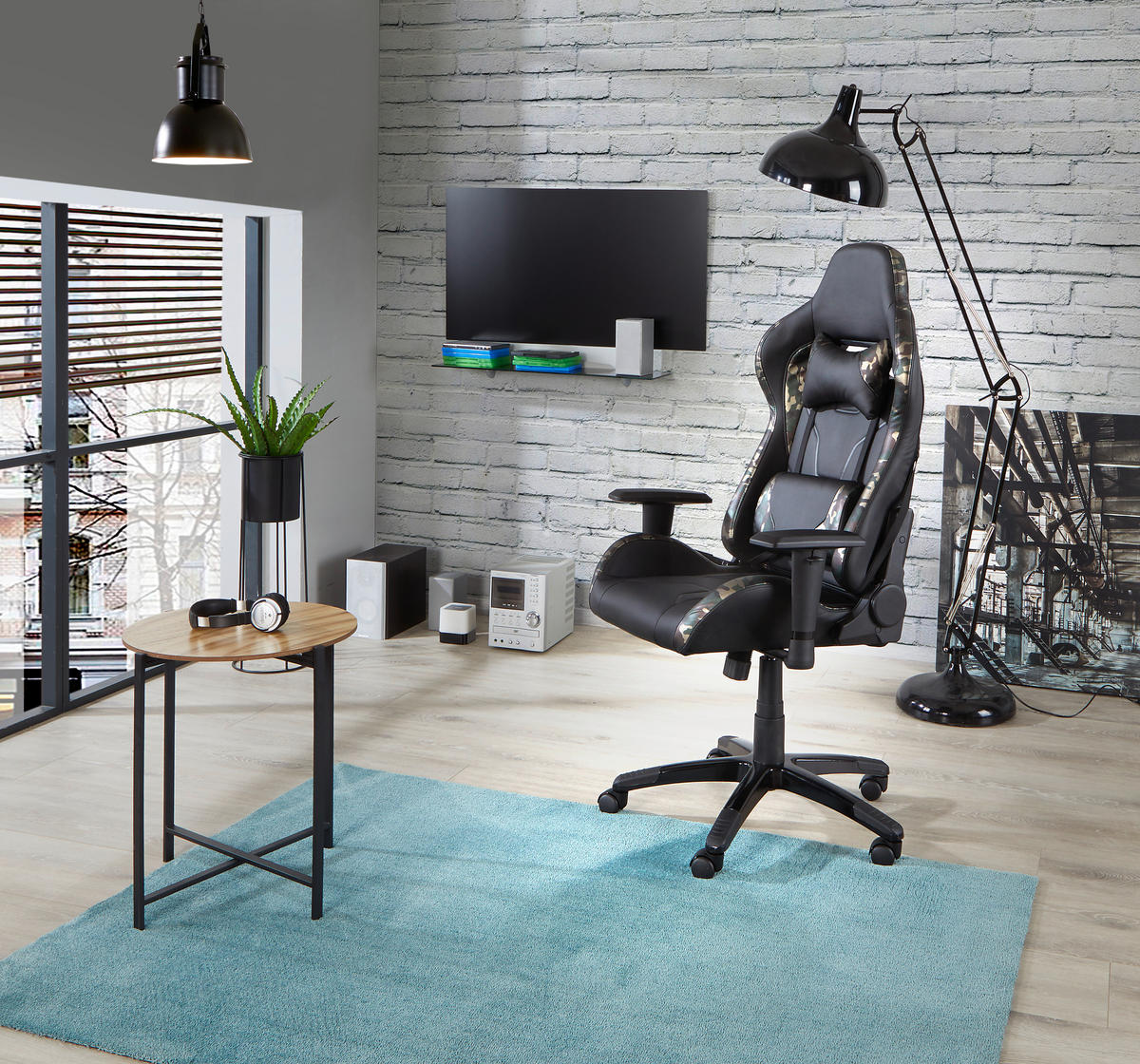 GAMINGSTUHL Grün, Schwarz Metall, Kunststoff, Textil   - Schwarz/Grün, MODERN, Kunststoff/Textil (68/124-134/60cm) - MID.YOU