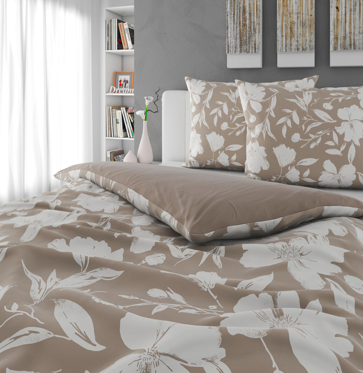 POSTELJINA SA DVA LICA Mavie 200/200 cm saten sivobraon  - sivobraon, Konvencionalno, tekstil (200/200cm) - Novel