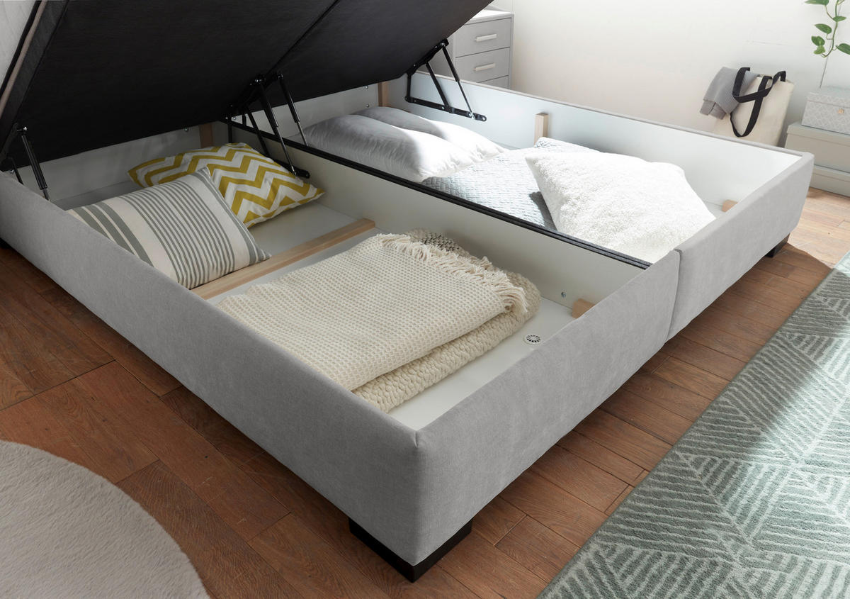 BOXBETT 180/200 cm  in Hellgrau  - Hellgrau/Schwarz, Modern, Holzwerkstoff/Kunststoff (180/200cm) - MID.YOU