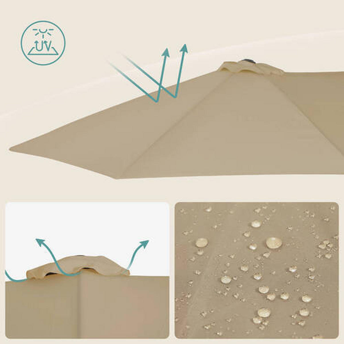 SONNENSCHIRM  460/270 cm  - Taupe/Schwarz, Basics, Textil/Metall (460/270cm) - Modante