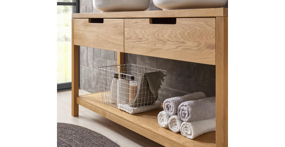WASCHBECKENUNTERSCHRANK 140/80/45 cm  - Eichefarben, Natur, Holz (140/80/45cm) - Linea Natura