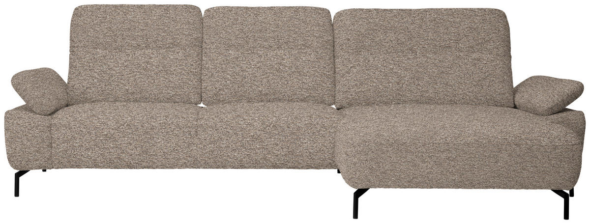 ECKSOFA in Chenille, Flachgewebe Beige  318/165 cm  - Beige/Schwarz, Design, Textil/Metall (318/165cm) - Xora