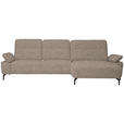 ECKSOFA in Chenille, Flachgewebe Beige 318/165 cm - Beige/Schwarz, Design, Textil/Metall (318/165cm) - Xora