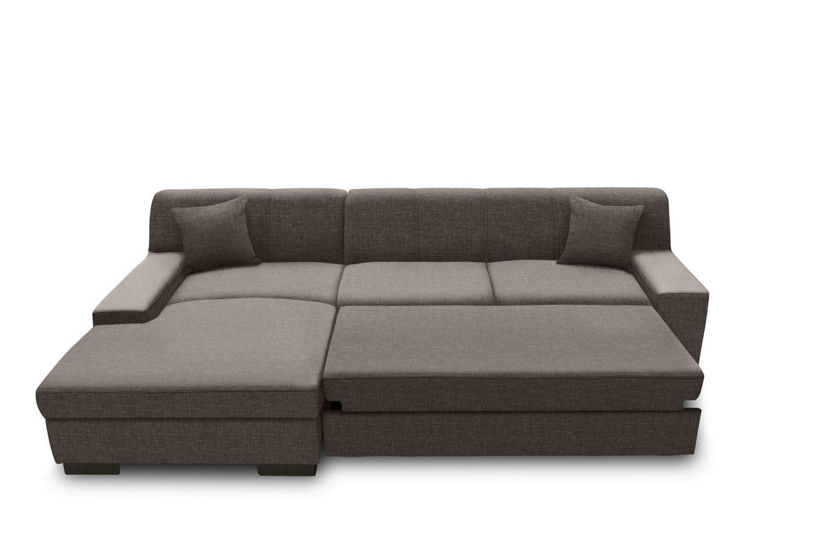 ECKSOFA Grau Webstoff  - Wengefarben/Grau, Design, Holz/Textil (153/268cm) - MID.YOU