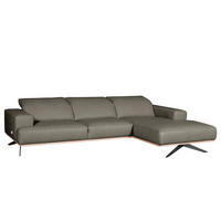 ECKSOFA  in Echtleder Grau  295/187 cm  - Schwarz/Grau, Design, Leder/Metall (295/187cm) - Livetastic