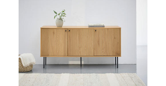 SIDEBOARD Line  in 150/75/40 cm  - Eichefarben/Schwarz, Design, Holzwerkstoff/Metall (150/75/40cm) - Carryhome