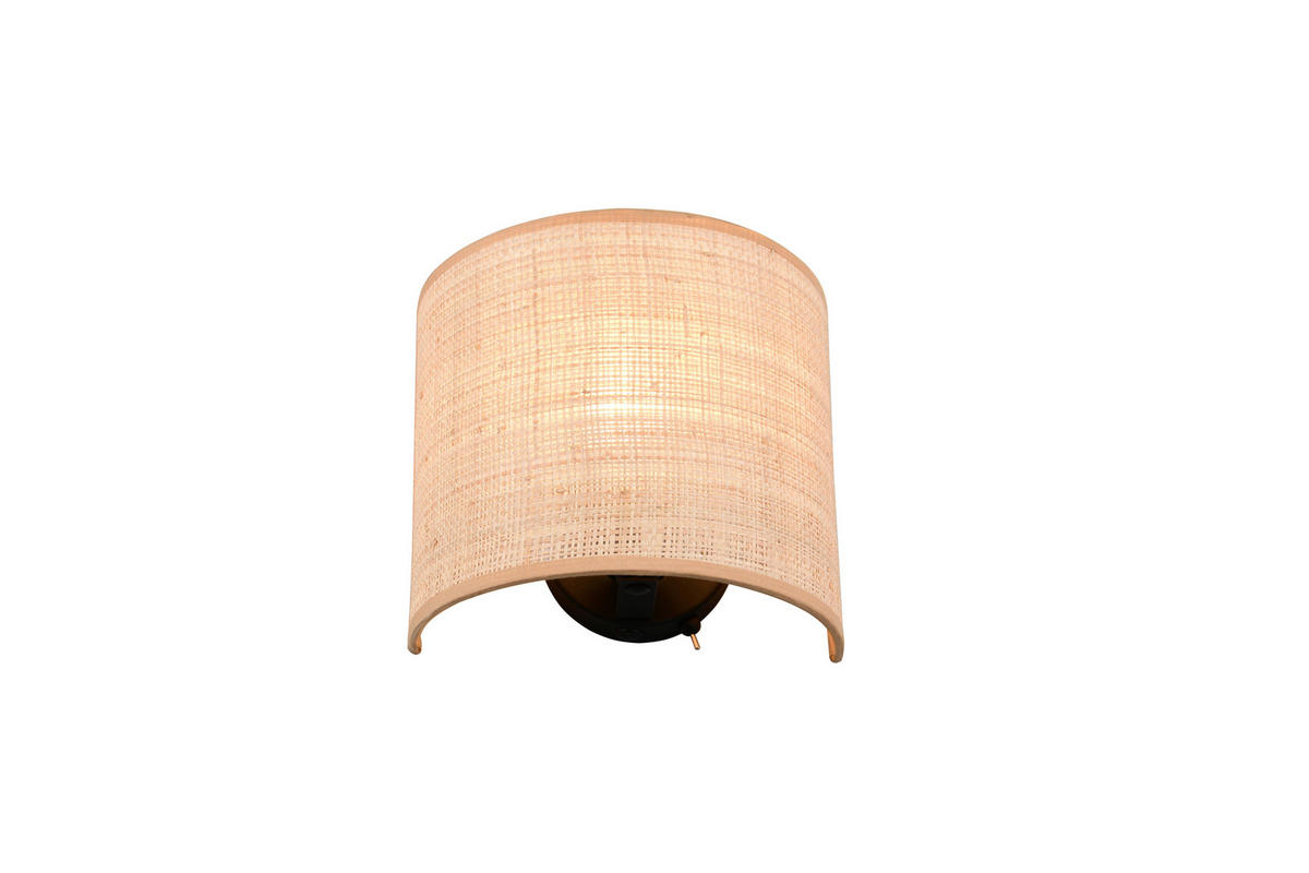 VÄGGLAMPA Aimee 23/20,5/12 cm   - svart/naturfärgad, Natur, metall/textil (23/20,5/12cm)
