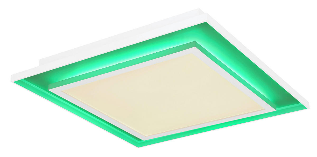 STROPNÍ LED SVÍTIDLO, 44.3/44.3/6.3 cm - bílá, Design, kov/plast (44.3/44.3/6.3cm) - Globo