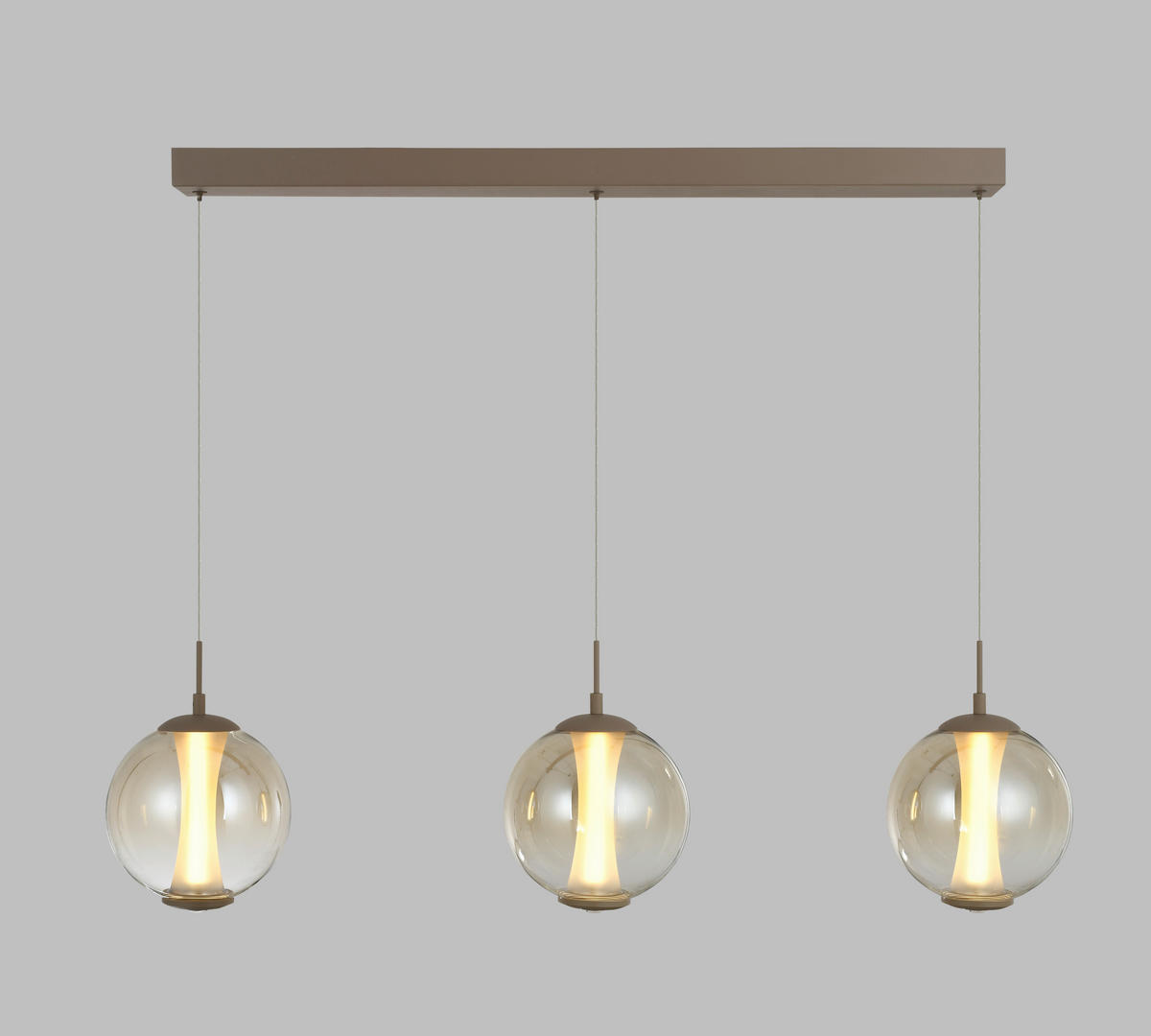 LED-HÄNGELEUCHTE Orleans 94/150/18 cm  - Sandfarben, Design, Glas/Metall (94/150/18cm)