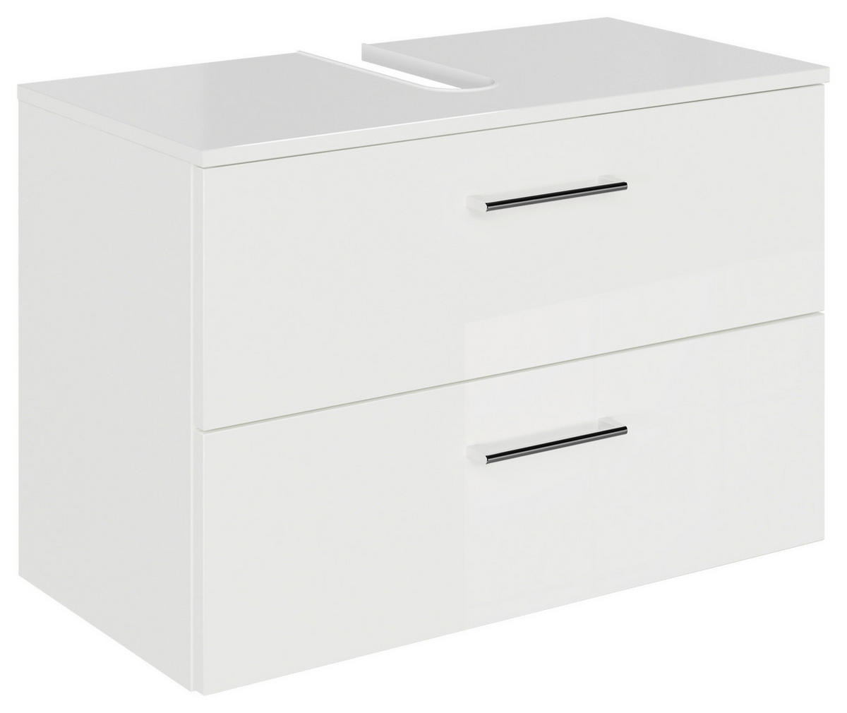 WASCHBECKENUNTERSCHRANK 75/49,8/38,3 cm  - Chromfarben/Weiß Hochglanz, KONVENTIONELL, Holzwerkstoff/Metall (75/49,8/38,3cm) - Sadena